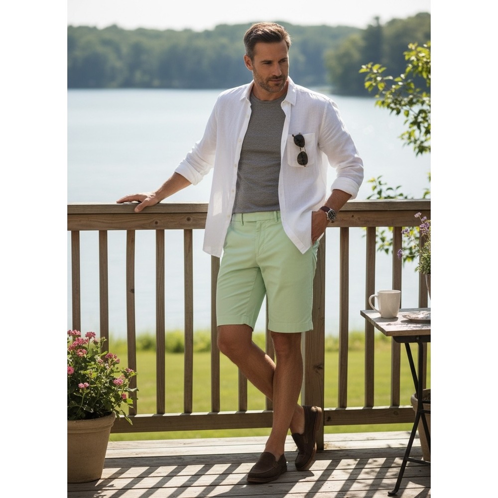 Polo Ralph Lauren Mens Mint Green Chino Shorts Size 32 Cotton Twill Flat‎ Front
